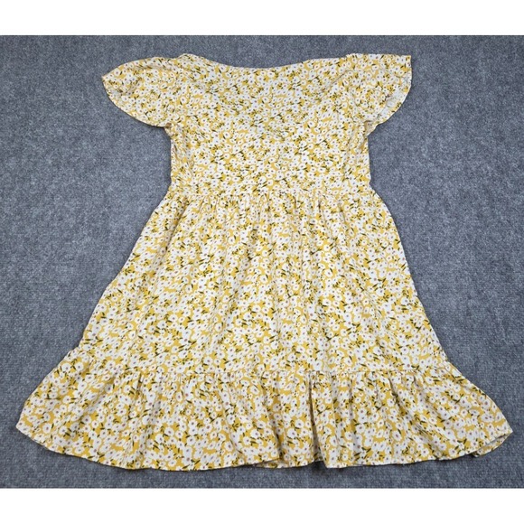 Aeropostale Dress Women Yellow Floral Button Baby Doll Short Sleeve Size S - Picture 10 of 10